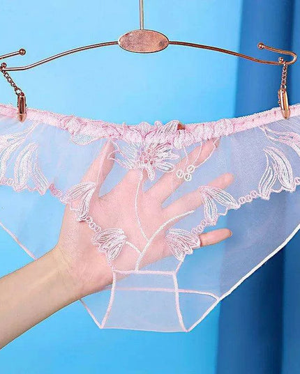 Luxe Floral Lace Low-Rise Seamless Briefs - Sheer Ultra-Thin Women's Lingerie