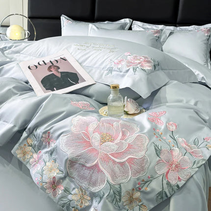 Beautiful Life 888 Luxury 100% Cotton Embroidered Duvet Cover Set, 4pc