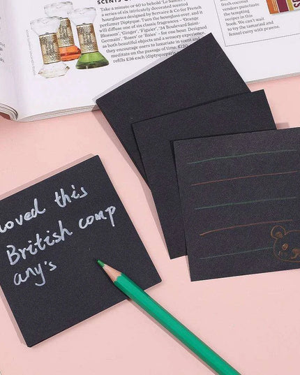 Sleek Black Sticky Note Collection - Perfect for Highlighting and More