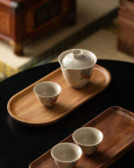 Japanese-Inspired Solid Wood Round Dessert Serving Plate - Ideal for Snacks & Dried Fruits