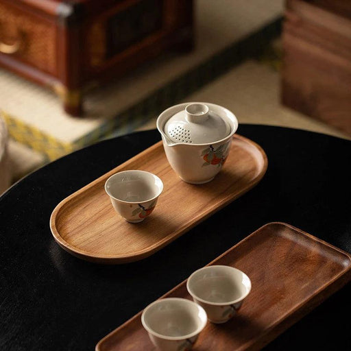 Japanese-Inspired Solid Wood Round Dessert Serving Plate - Ideal for Snacks & Dried Fruits