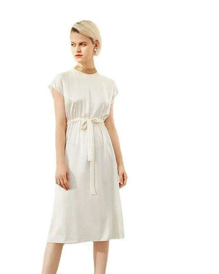 Silk Elegance Tie-Up Waist Evening Gown - A Glamorous Choice for Women