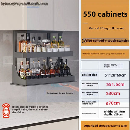 Electric Lifting Hanging Cabinet Basket — 6 Widths, 350–600mm