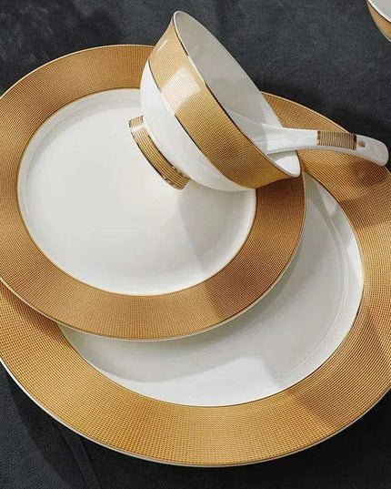Luxurious Japanese Dining Set with Elegant Gold Ceramic Utensils for Elevated Mealtime Experience