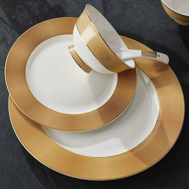 Luxurious Japanese Dining Set with Elegant Gold Ceramic Utensils for Elevated Mealtime Experience