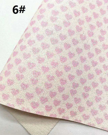 Sparkling Pink Heart & Cloud Faux Leather Crafting Sheet - Ideal for DIY Projects