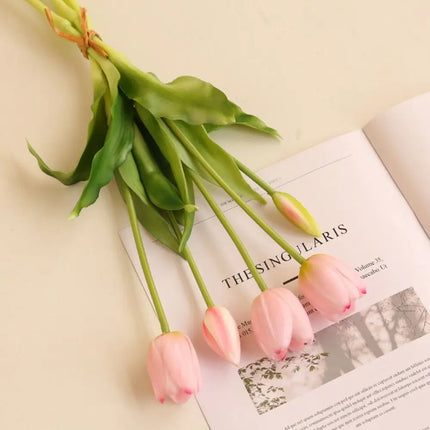 Realistic 5 Heads Tulips Bouquet Silicone Real Touch Artificial Flower High Quality Home Decor realistic-5-heads-tulips-bouquet-silicone-real-touch-artificial-flower-high-quality-home-decor