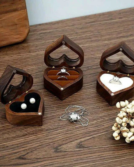 Elegant Heart-Shaped Walnut Jewelry Box - The Perfect Love Token for Special Moments