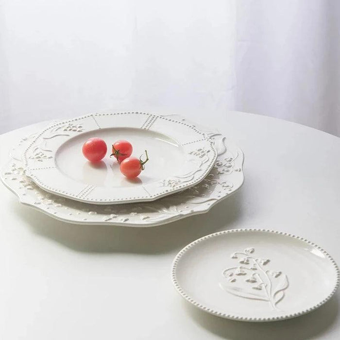 Lily Valley Relief Porcelain Dinner Plates - Set of 3