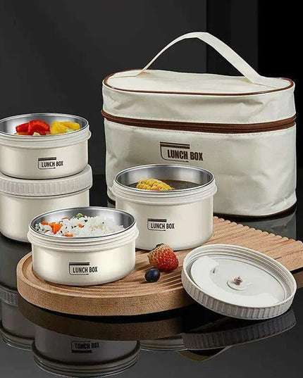 Stainless Steel Thermal Bento Lunch Box Set with Portable Stackable Design