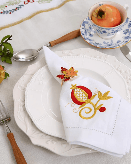 Pomegranate Elegance Hemstitch Napkin Set for Stylish Dining Experiences
