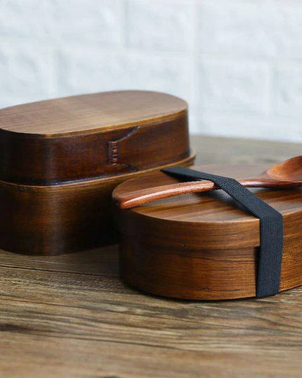 Elegant Japanese Wood Bento Box - Eco-Friendly Portable Lunch Container for Meals, Sushi, and Snacks