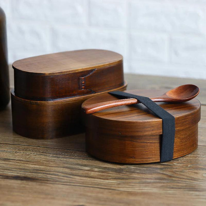 Elegant Japanese Wood Bento Box - Eco-Friendly Portable Lunch Container for Meals, Sushi, and Snacks