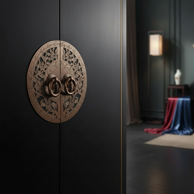 Chinese Antique Copper Cabinet Handle Shoees Wardrobe Door Brass Retro Cabinet Knobs & Handles chinese-antique-copper-cabinet-handle-shoees-wardrobe-door-brass-retro-furniture-knob-engraved-round-handles-door-decoration Hardware > Cabinet Hardware > Pulls & Knobs