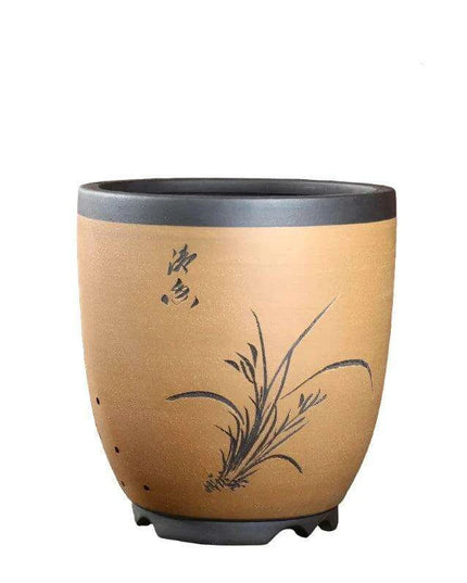 Elegant Purple Sand Bonsai Pot Set for Clivia Plants