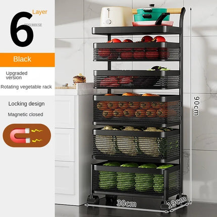Nordic Stainless Steel Kitchen Trolley with Wheels & Rotating