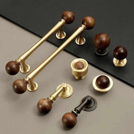 Classic Elegant Brass and Wooden Cabinet Wardrobe Door Handle Ancient