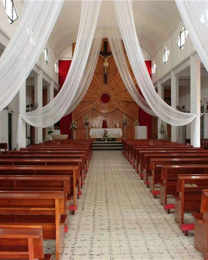 Elegant White Chiffon Ceiling Drapes for Stunning Event Decor