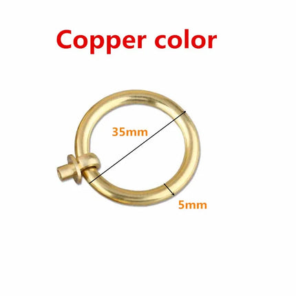 Modern Solid Brass Round Ring Cabinet Handle — Single Hole Drawer Pull, Copper or Bronze, 20mm to 60mm