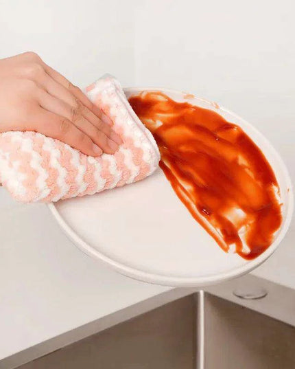 Coral Fleece Kitchen Cleaning Cloths - Super Absorbent Dishwashing Rags for Effortless Cleaning