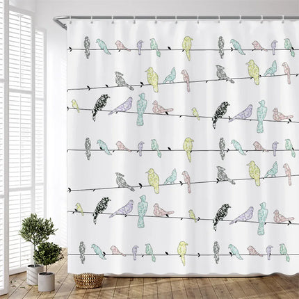 Watercolor Birds Shower Curtain – Chinese Art Style, 7 Colourways