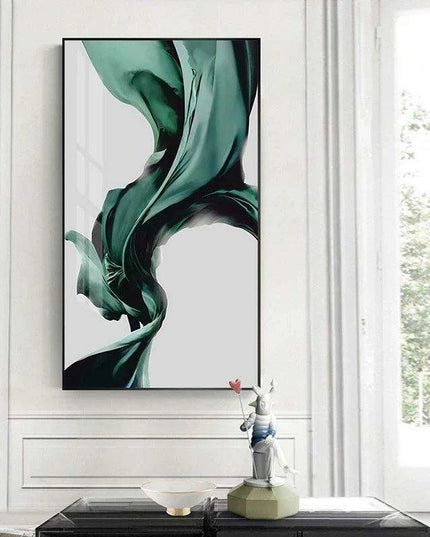 Vibrant Green Silk Abstract Canvas Artwork - Contemporary Wall Decor