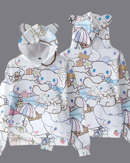 Adorable Cinnamoroll Cat-Eared Hoodie for Girls - Charming Sanrio Character Sweatshirt