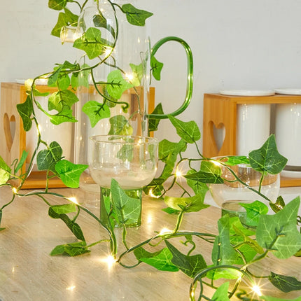 Botanical Leaf String Lights — Battery-Powered, Indoor & Outdoor