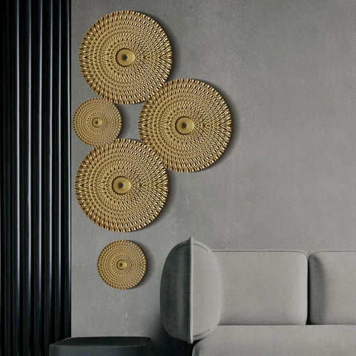 Luxurious Golden Aura Metal Wall Art for Chic Home Decor