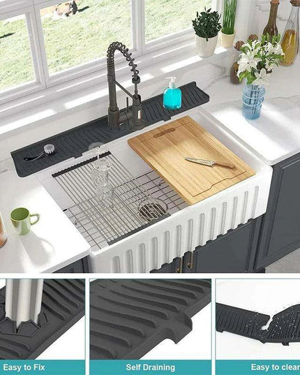 Versatile Silicone Splash Guard Mat with Drip Catcher for Kitchen and Bath
