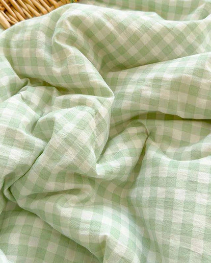 Elegant Green Plaid Double-Sided Summer Quilt - Luxurious Comforter for Queen Beds