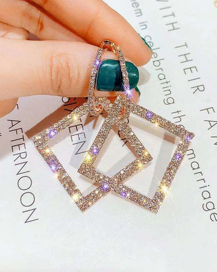 Vibrant Heart-Shaped Crystal Drop Earrings - Dazzling Rhinestone Statement Jewelry for Women with Bold Oversized Charm