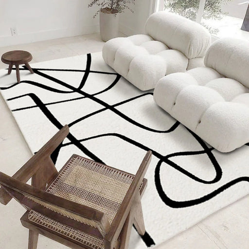 Elevate Your Living Space with the Plush Solid Color Line Rug: Experience Luxury and Elegance