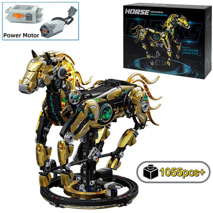 1055pcs MOC Mechanical Horse DIY Building Blocks Model Technical Bricks STEM Educational Toy Kit for Kids Birthday Gifts Toy 1055pcs-moc-mechanical-horse-diy-building-blocks-model-technical-bricks-stem-educational-toy-kit-for-kids-birthday-gifts-toy