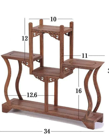 Handcrafted Wooden Display Stand for the Traditional Kung Fu Tea Ceremony