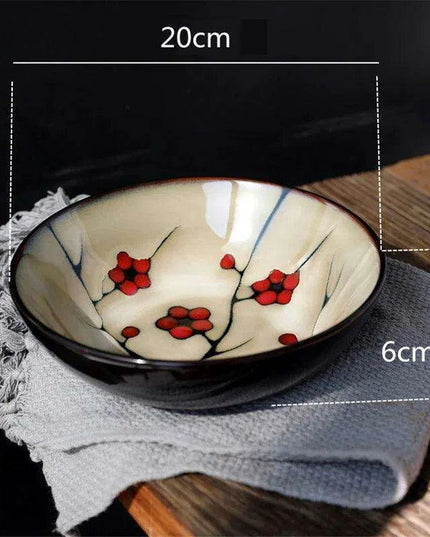Blossom Serenity: Artisan Hand-Painted Ramen Bowl - Japanese Culinary Masterpiece