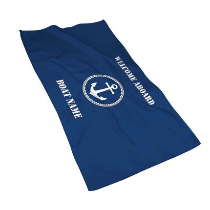 Stylish Customizable Dark Blue Nautical Microfiber Towel Set - Luxury Redefined for Every Occasion