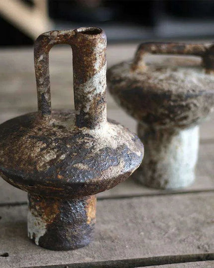 Handcrafted Farmhouse Ceramic Vase Duo - Rustic Elegance for Floral Arrangements