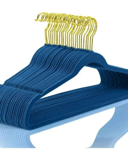 Elegant Teal Velvet Hanger Collection - 50 Premium Hangers with 360-Degree Gold Hooks
