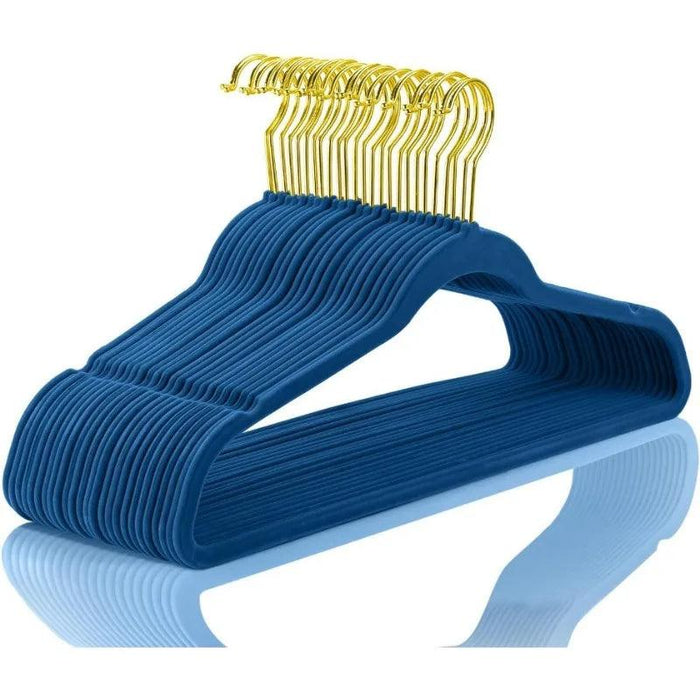 Elegant Teal Velvet Hanger Collection - 50 Premium Hangers with 360-Degree Gold Hooks
