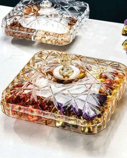 Chic Clear Candy and Snack Organizer Tray with Decorative Lid for Stylish Home Storage