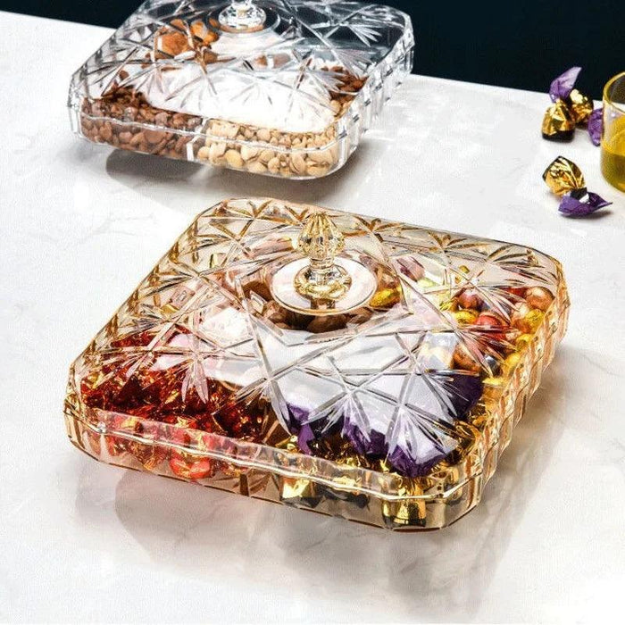 Chic Clear Candy and Snack Organizer Tray with Decorative Lid for Stylish Home Storage