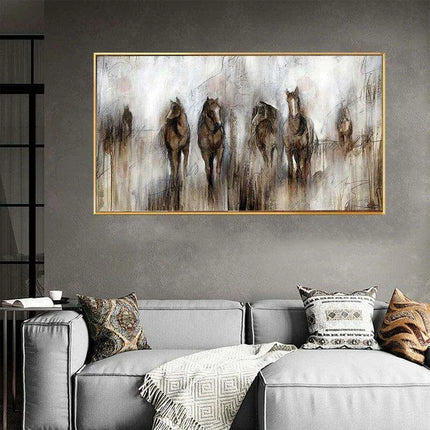 Equestrian Serenity: Chic Abstract Horse Canvas Art for Stylish Interiors