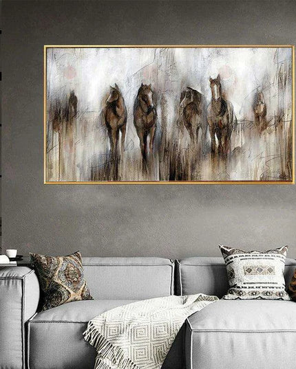 Equestrian Serenity: Chic Abstract Horse Canvas Art for Stylish Interiors