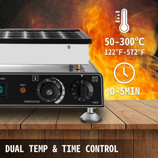 Electric Mini Dutch Pancake Maker - Commercial Waffle Iron for Home and Dining Establishments