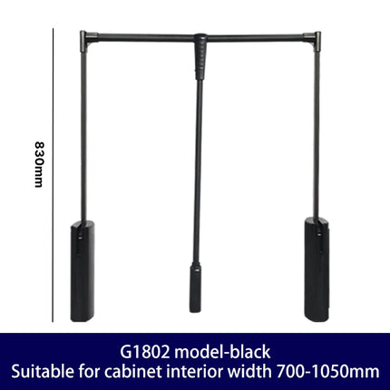 Retractable Pull-Down Wardrobe Rail — Hydraulic Double Buffer, 35kg, Aluminium | Très Elite