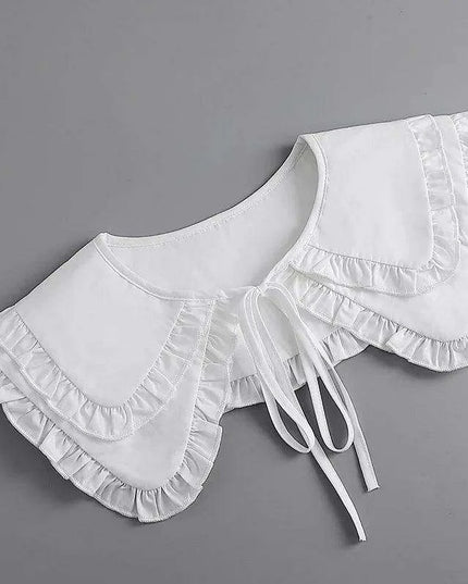 Embroidered Lace Detachable Collar for Women - Elegant White Shawl Accessory