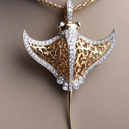 Creative Two-Color Devilfish Pendant Necklace Made of Copper. Batfish Necklace Suitable for Daily Casual and Ocean Style Outfits creative-two-color-devilfish-pendant-necklace-made-of-copper-batfish-necklace-suitable-for-daily-casual-and-ocean-style-outfits