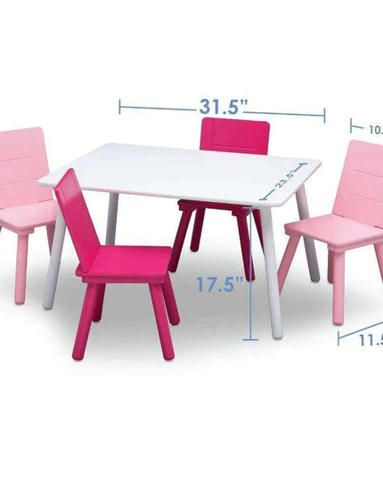 Children's Pink and White Wooden Table and Chair Set - Perfect for Creative Activities, Arts & Crafts, and Learning Fun