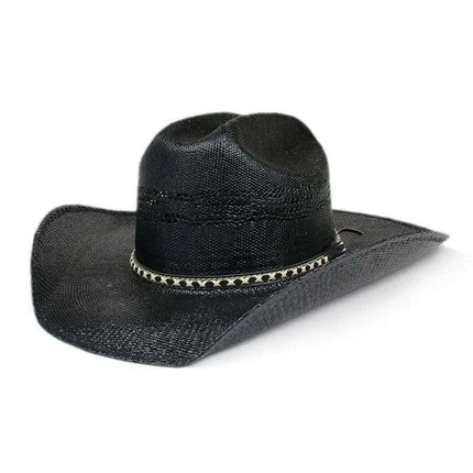Unisex Wide Brim Hollow Straw Cowboy & Cowgirl Sun Hat - Adjustable Fit 55-61cm